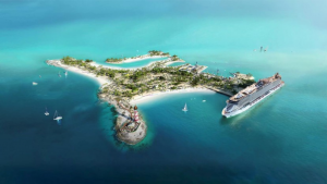 île paradiaque avec paquebot de croisière